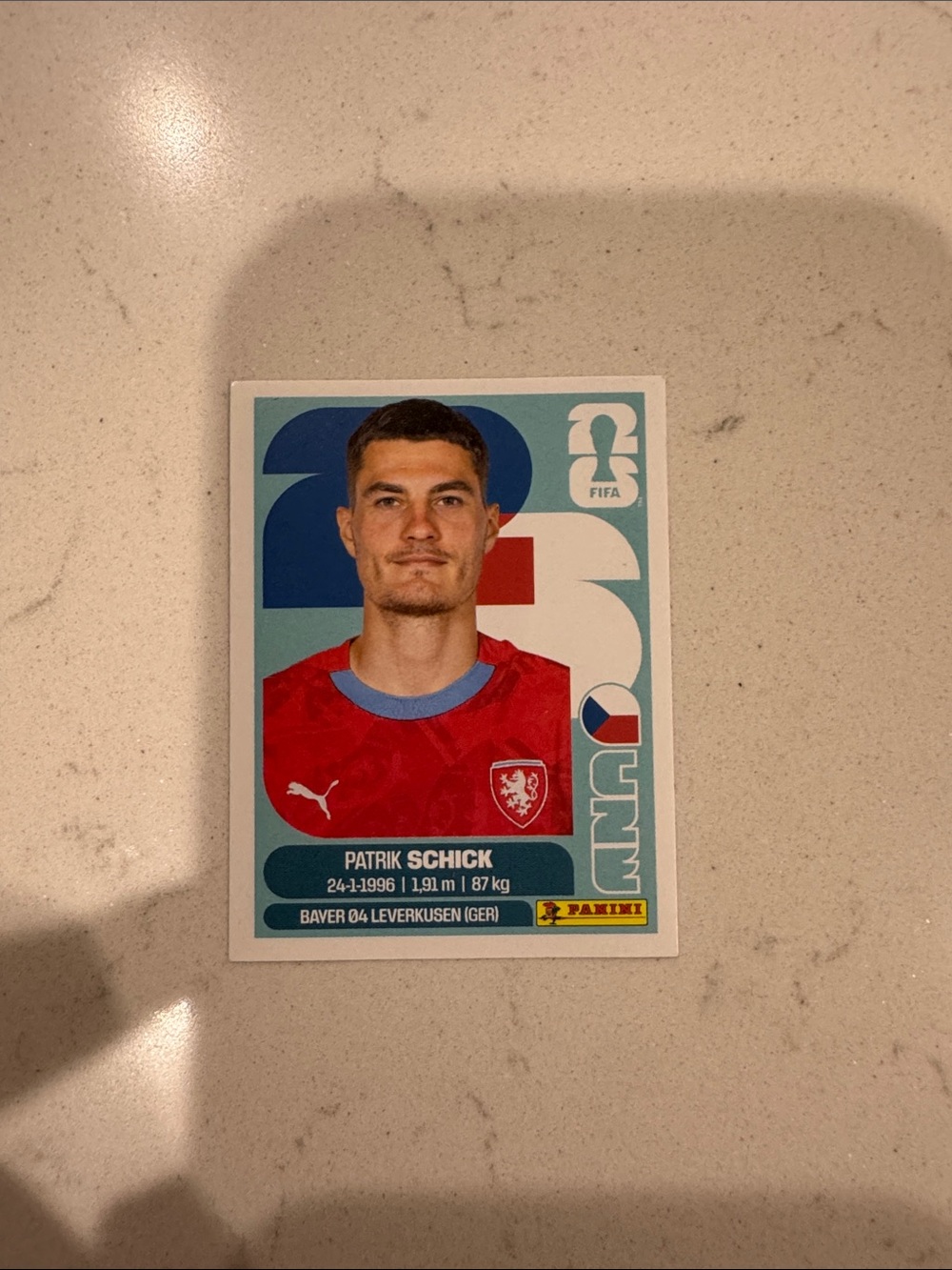 Panini Red and Light Blue Football Player Sticker FIFA World Cup